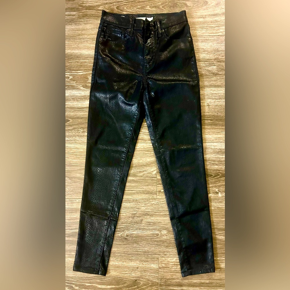 Levi's Jeans Womens 25 Black Faux Snakeskin Mile High Super Skinny Premium Big E